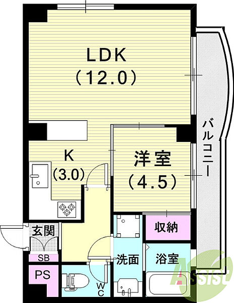 エルジャン芦屋 ｜兵庫県芦屋市岩園町(賃貸マンション1LDK・2階・48.60㎡)の写真 その2