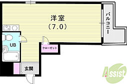 メゾン・ド・御影パート1 ワンルームの間取図画像