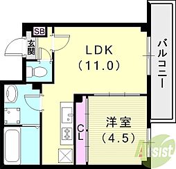 アリビラ六甲 1LDKの間取図画像