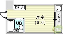 ダイドーメゾン御影 ワンルームの間取図画像