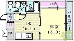 インテリアハシモトビル 1DKの間取図画像