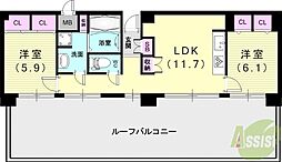 KDXレジデンス甲南山手 2LDKの間取図画像