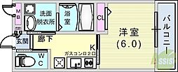 プリュニエ本山 1Kの間取図画像