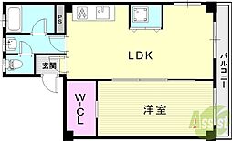 六甲グロリアハイツ 1LDKの間取図画像