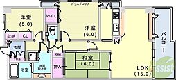 アーデンコート住吉川 3LDKの間取図画像