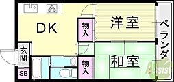 ビューライフ六甲 2DKの間取図画像