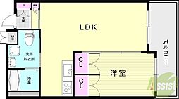 テラコート芦屋 1LDKの間取図画像