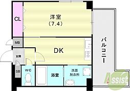 ブロスコート六甲2 1DKの間取図画像