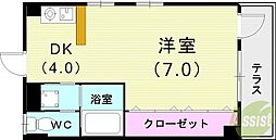 リッジヴィラ魚崎 1DKの間取図画像