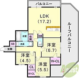 リベール東灘青木 3LDKの間取図画像