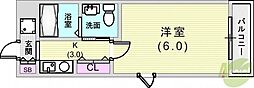 リュミエール森南 1Kの間取図画像