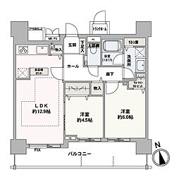 クリオ南7条 2LDKの間取図画像