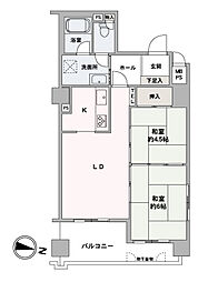 クリオ行啓通伍番館 2LDKの間取図画像