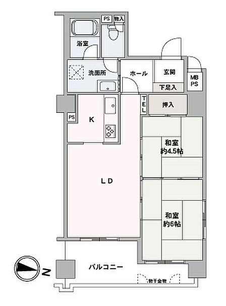 5階部分、東・北向き、2LDK、49.55?です自分好みの部屋にリフォームしてみませんか?
