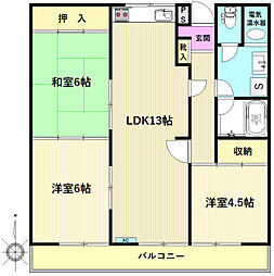 ヴィラ海老名 3LDKの間取図画像