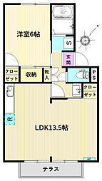 パトロナージュ栗原 1LDKの間取図画像