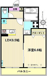 メゾンドアロ 1LDKの間取図画像