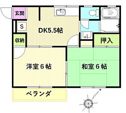 コーポさがみ野B 2DKの間取図画像