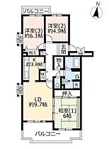 URクレール志津  ｜ 千葉県佐倉市西志津3丁目（賃貸マンション3LDK・4階・78.67㎡） その2