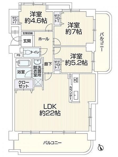 2面バルコニーの3LDKです♪