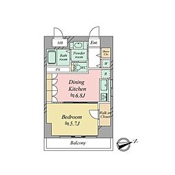 渋谷藤和コープ 1DKの間取図画像