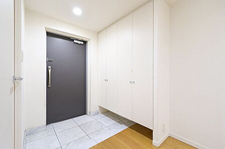 石張り玄関 プッシュプルハンドル採用