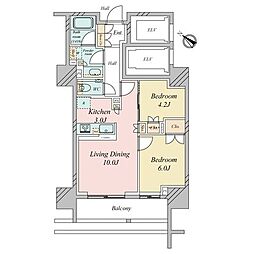 クレヴィア東京八丁堀新川ザ・レジデンス 2LDKの間取図画像