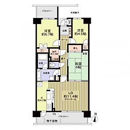 白壁パーク・ホームズ 3LDKの間取図画像