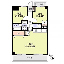 杁中スカイタウンB棟 2LDKの間取図画像