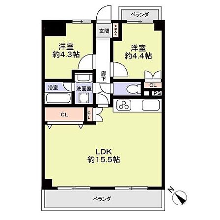 2LDK 間取り