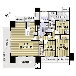 バンベール星ケ丘ヒルズ 3LDKの間取図画像