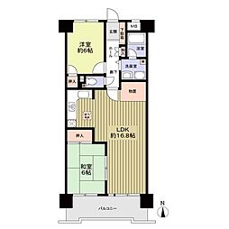 真栄マンション木場町A棟 2LDKの間取図画像