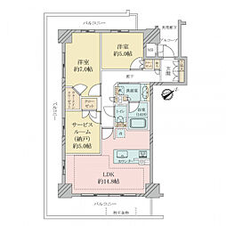 ジ・アーバネックスタワー神戸元町通 2SLDKの間取図画像
