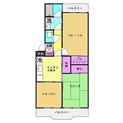桐華マンション 3Kの間取図画像