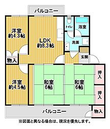 エメラルドタウン本城J棟 4LDKの間取図画像