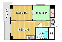 パソナール博多 2DKの間取図画像