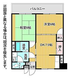 日明コータース 2DKの間取図画像