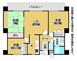 ホワイトキャッスル千防A棟 3LDKの間取図画像