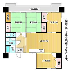 以和貴マンション祝町 4LDKの間取図画像