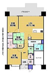 グランドパレス小倉金田 3LDKの間取図画像