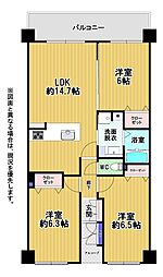 東峰マンション大橋2 3LDKの間取図画像