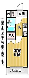 ラ・レジダンス・ド・サントゥール 1Kの間取図画像