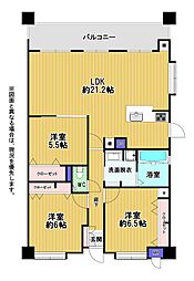 JGMヴェルデヒルズ名島河畔公園P棟 3LDKの間取図画像