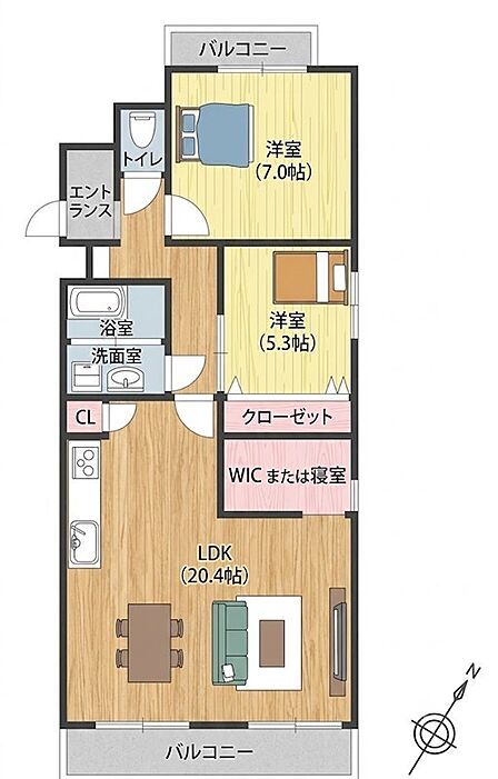 2SLDK 間取り
