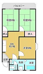 赤坂コーポ 3DKの間取図画像