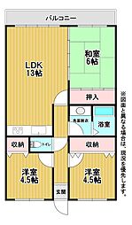 コーポランド三ヶ森 3LDKの間取図画像