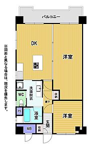 間取り：取り外しが可能なスライドドアで仕切りをなくすと広々とした1LDKとしてお使いいただけます