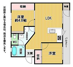 ヴィラ日の里 2LDKの間取図画像