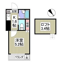 フリーダムA棟 1Kの間取図画像