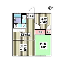 第2下佐野コーポ 3Kの間取図画像